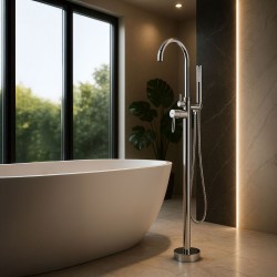 Bateria wannowa podłogowa Rea Lungo Chrom