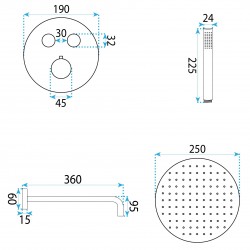 Zestaw natryskowy podtynkowy z termostatem Rea Lungo Diamond Chrom+ BOX
