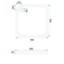Brodzik prysznicowy akrylowy Rea Belmond biały 90x90