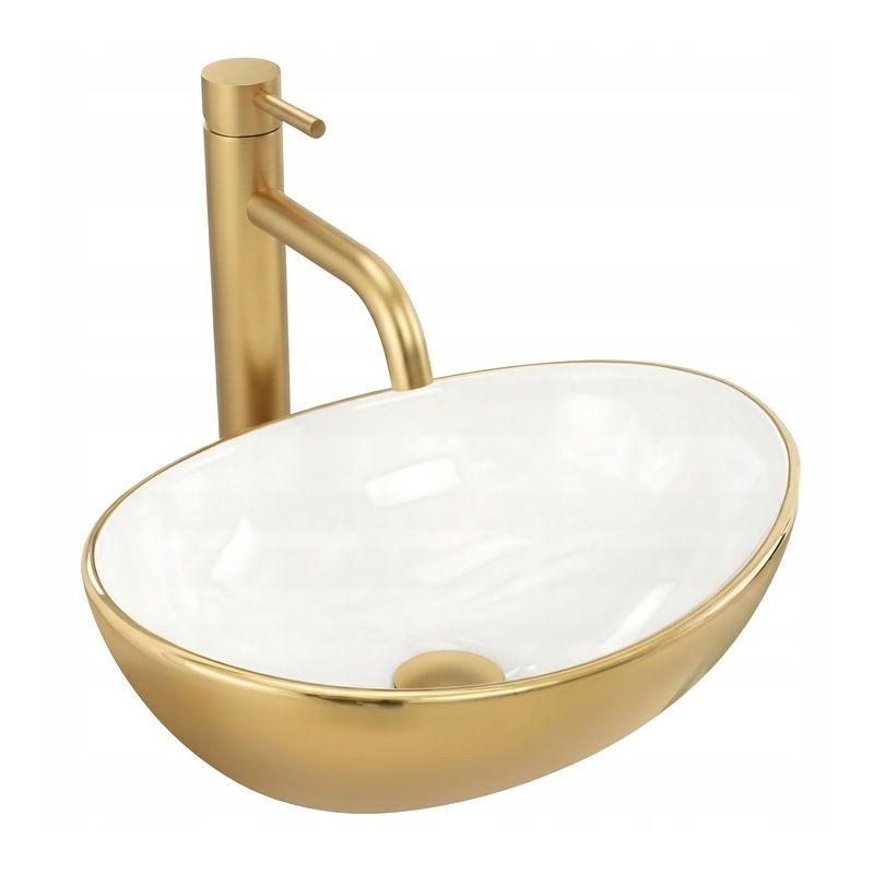 Umywalka nablatowa Basaro Sara Gold / White