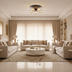 Lampa sufitowa kryształowa EBT023-5C CZARNA