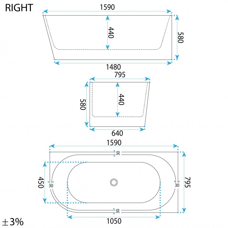 Wanna Akrylowa Narożna SYDNEY BELLANTO PRAWA 160cm
