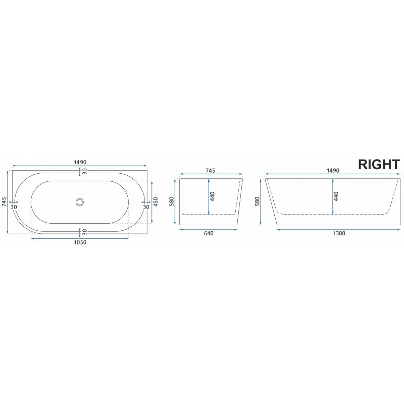Wanna Akrylowa Narożna SYDNEY BELLANTO PRAWA 150cm
