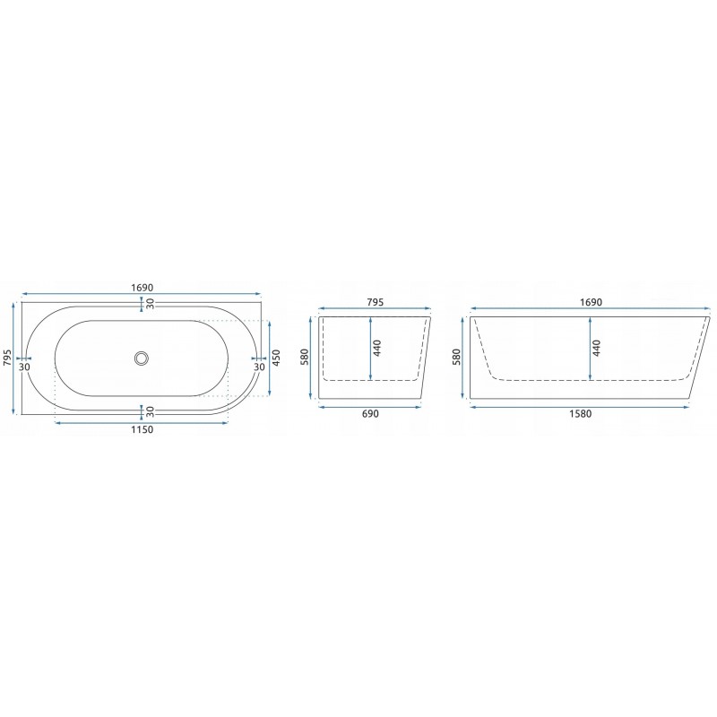 Wanna Akrylowa Narożna SYDNEY BELLANTO LEWA 170cm