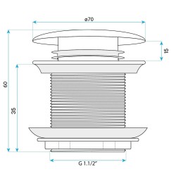 Korek wannowy uniwersalny Klik-Klak Rea Czarny