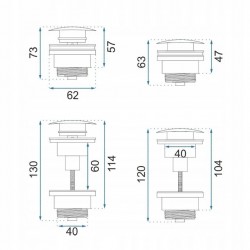 Korek umywalkowy uniwersalny klik-klak Rea Tytan