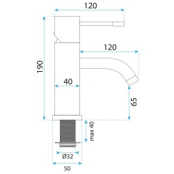 Bateria umywalkowa Rea Lungo Diamond Miedź Niska