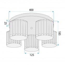 Lampa sufitowa kryształowa EBT024-5C ZŁOTA