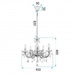 LAMPA SUFITOWA WISZĄCA EBT003-5CP GREY