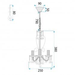 LAMPA SUFITOWA WISZĄCA EBT011-3CP CHROM