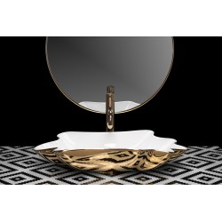 Umywalka REA Sea Infinity Gold/White + Korek