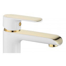 Bateria Umywalkowa REA BLOOM Biała Złota Niska