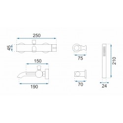 Bateria wannowa Rea Lungo złota szczotkowana