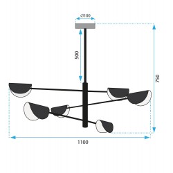 LAMPA SUFITOWA WISZĄCA APP1261-6CP BLACK