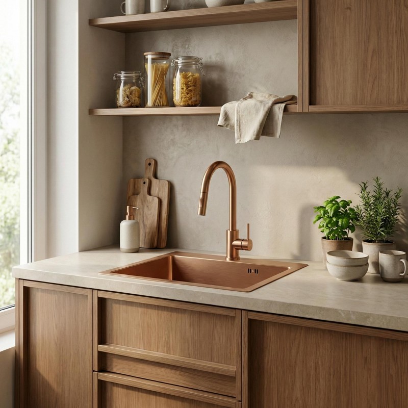 Zlewozmywak stalowy REA Leo 50 Miedź szczotkowana