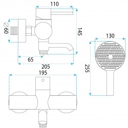 Bateria wannowa Rea Lungo Stripe Złota Szczotkowana