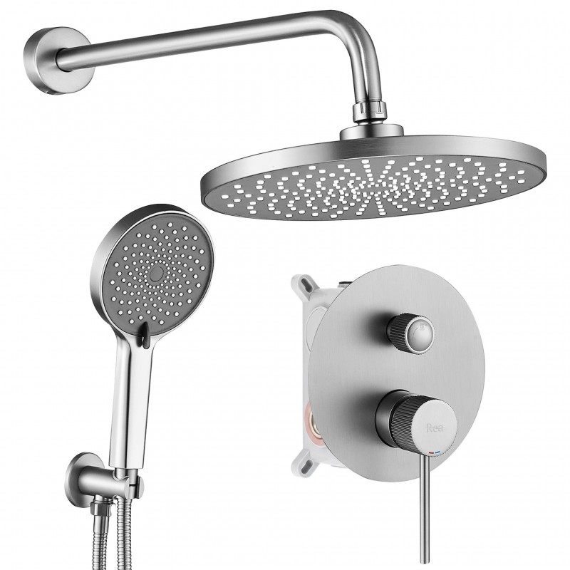 Zestaw natryskowy podtynkowy Rea Lungo Stripe Nikiel Szczotkowany + BOX