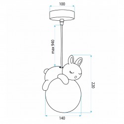 LAMPA SUFITOWA WISZĄCA ŚPIĄCY KRÓLICZEK G164-1CP