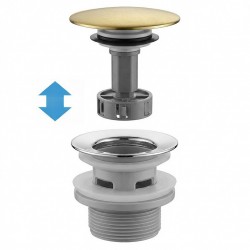 Syfon umywalkowy z korkiem klik-klak Rea Flow Złoty Szczotkowany