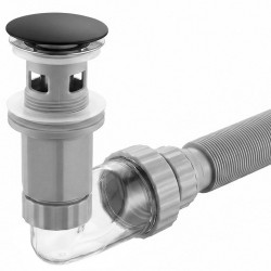 Syfon umywalkowy z korkiem klik-klak Rea Flow Czarny