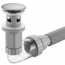 Syfon umywalkowy z korkiem klik-klak Rea Flow Nikiel Szczotkowany