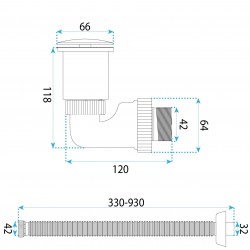 Syfon umywalkowy z korkiem klik-klak Rea Flow Miedź Szczotkowana