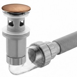 Syfon umywalkowy z korkiem klik-klak Rea Flow Miedź Szczotkowana