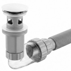 Syfon umywalkowy z korkiem klik-klak Rea Flow Biały