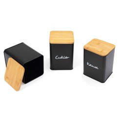 Zestaw 3 pojemników kuchennych Czarne 391890