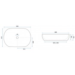 Umywalka Nablatowa REA CLEO 61 Aiax Shiny