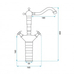 Bateria kuchenna umywalkowa Rea Rustico Złota antyczna
