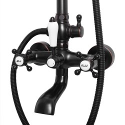 Zestaw Prysznicowy REA BERGAMO CZARNY PRZECIERANY