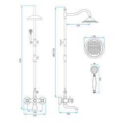 Zestaw Prysznicowy REA BERGAMO CZARNY PRZECIERANY