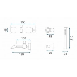 Bateria wannowa Rea Lungo Miedź Szczotkowana