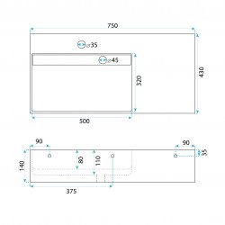 Umywalka konglomeratowa Archi 75 CM Szary mat