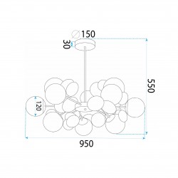LAMPA SUFITOWA WISZĄCA ZŁOTA APP1565-12