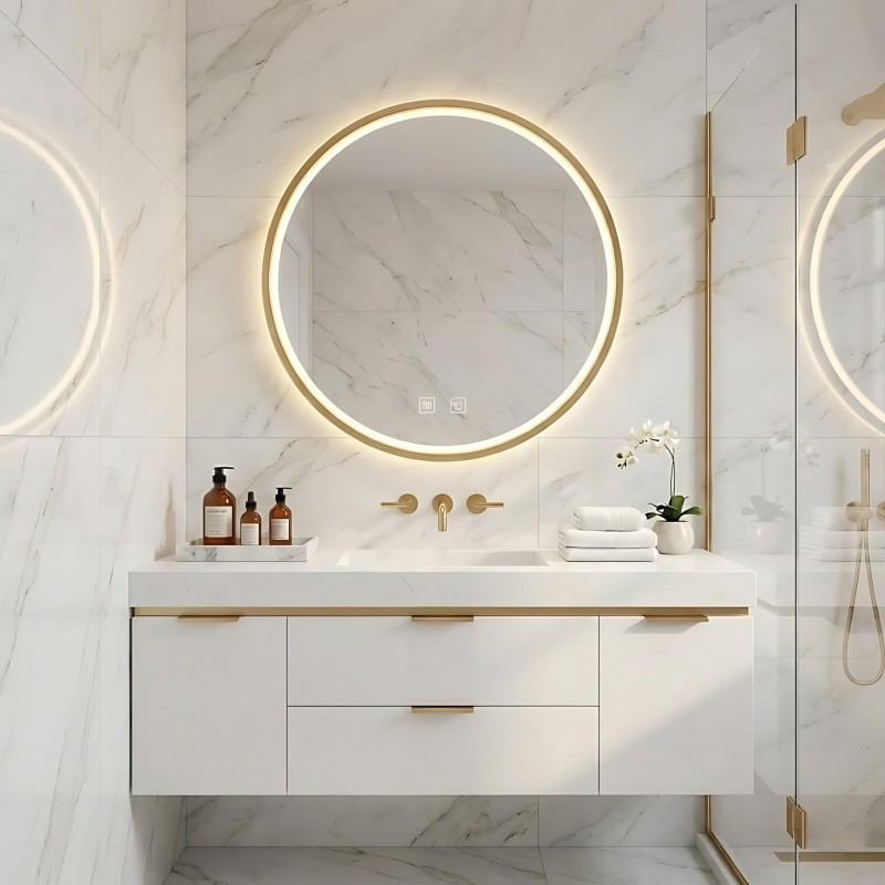 LUSTRO ŚCIENNE LED 80cm MMJ Złote Szczotkowane