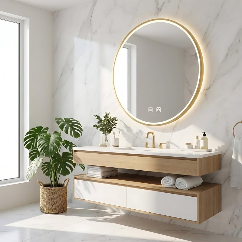 LUSTRO ŚCIENNE LED 100cm MMJ Złote Szczotkowane