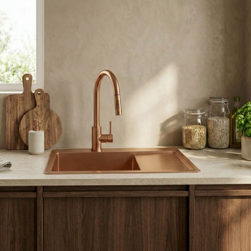 Zlewozmywak stalowy REA Fin Miedź szczotkowana