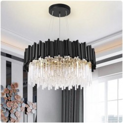 Lampa sufitowa plafon kryształowa APP1481-1C Black matt