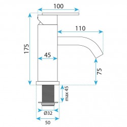 Bateria umywalkowa Rea Ontario Nikiel Szczotkowany Niska