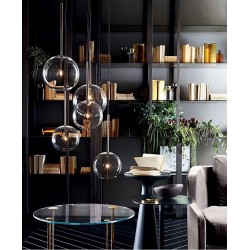 Lampa Sufitowa Wisząca Szklana Kula CZARNY CHROM 15cm APP1682-1CP