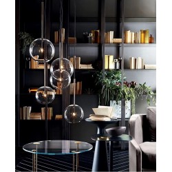 Lampa Sufitowa Wisząca Szklana Kula CZARNY CHROM 20cm APP1685-1CP