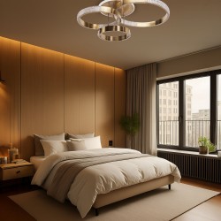 Lampa sufitowa nowoczesna LED G004-C Złota Szczotkowana z pilotem