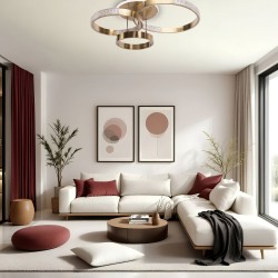 Lampa sufitowa nowoczesna LED G004-C Złota Szczotkowana z pilotem