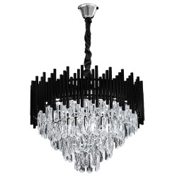 Lampa Wisząca z Kryształami G063-CP 50cm Czarna