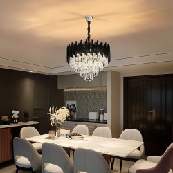 Lampa Wisząca z Kryształami G063-CP 50cm Czarna