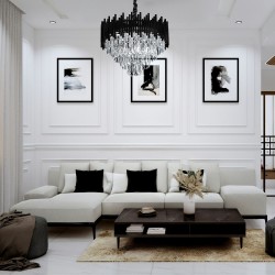 Lampa Wisząca z Kryształami G063-CP 50cm Czarna