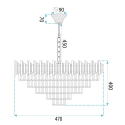 Lampa Wisząca z Kryształami G063-CP 50cm Czarna