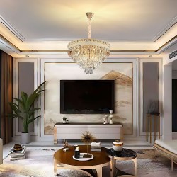 Lampa Wisząca z Kryształami G048-CP 50CM ZŁOTA